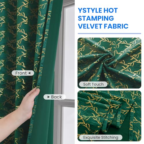 Ystyle Cortinas Salon Terciopelo 2 Piezas con Ojales, 140x260cm, Cortinas Termicas Aislantes Frio Y Calor, Modernas Suave Cortina Habitacion Terciopelo, Verde