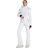 HOTIAN Women's One Piece Snowsuit, Waterproof Insulated Ski Jumpsuit with Faux Fur Collar for Skiing & Snowboarding