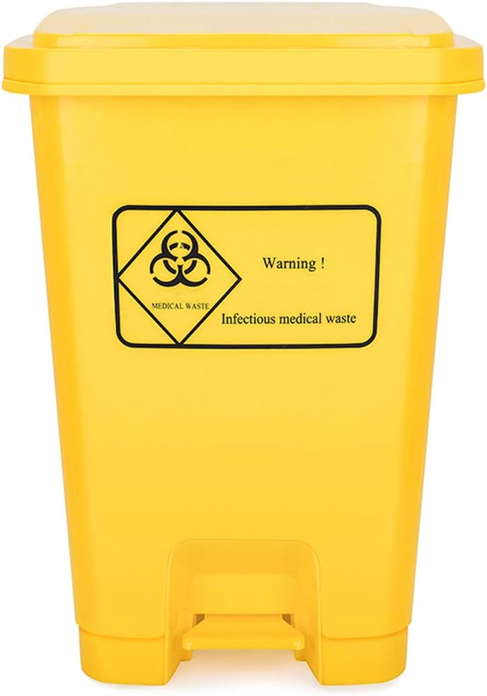 Medical Pedal Litter Box Flip Plastic Rectangular Trash Can Thicken Seal Large Capacity for Hospital Clinic Ward Outdoor Waste Bin yellow-40L