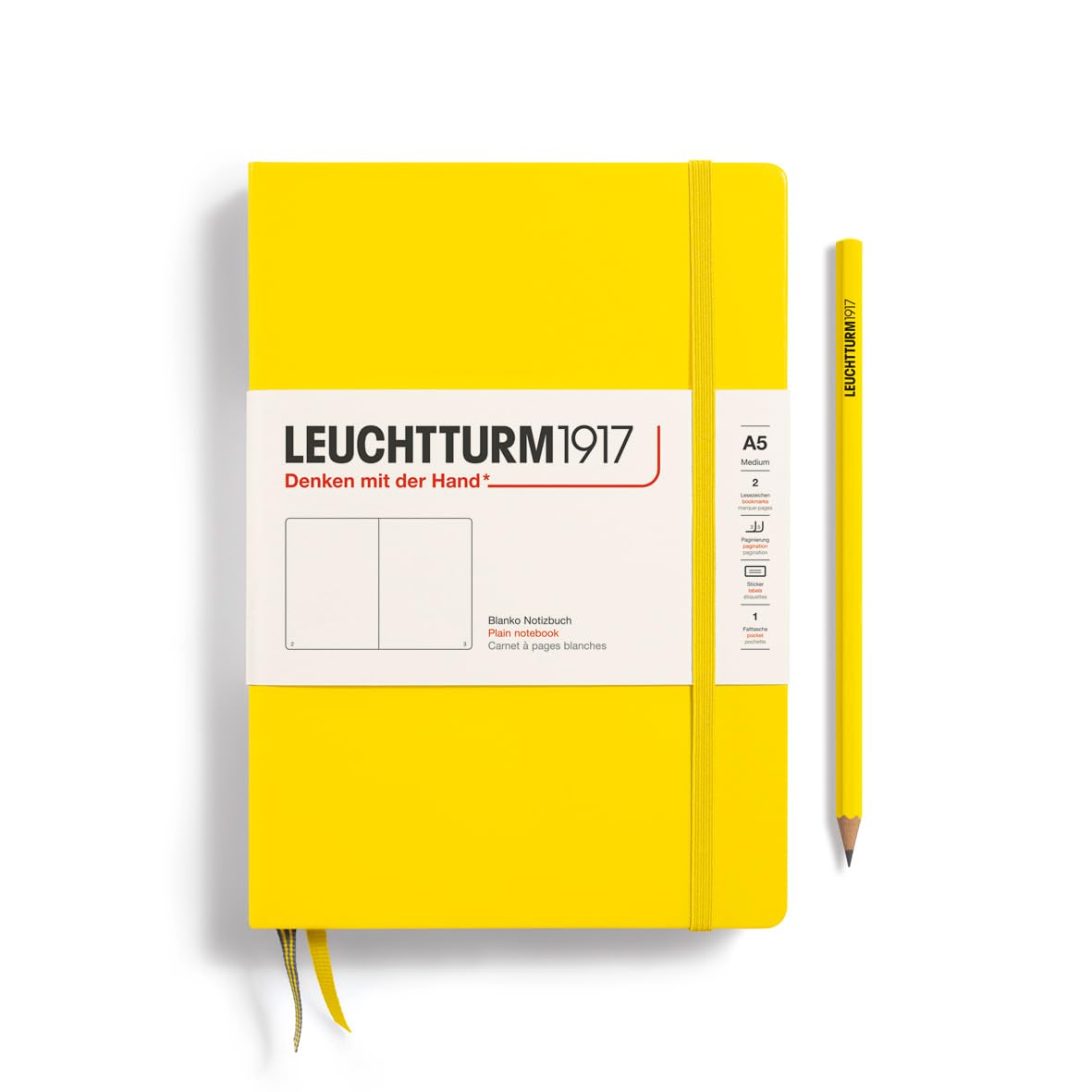 LEUCHTTURM1917 344801 Notebook Medium (A5), 249 Numbered Pages, Plain, Citron