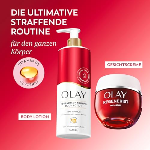 Olay Niacinamide Regenerist Body Lotion, Niacinamide, Vitamin B5 B3, Glycerine, Smooth and Moisturised Skin, No Oily Residue, 500 ml