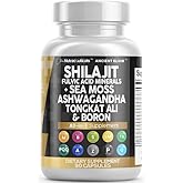 Clean Nutraceuticals Shilajit Supplement for Men with Sea Moss, Tongkat Ali, Ashwagandha, Boron, Zinc, CoQ10, PQQ - Fulvic Acid Capsules - Energy Support - 90 Count - Resin, Gummy & Powder Alternative