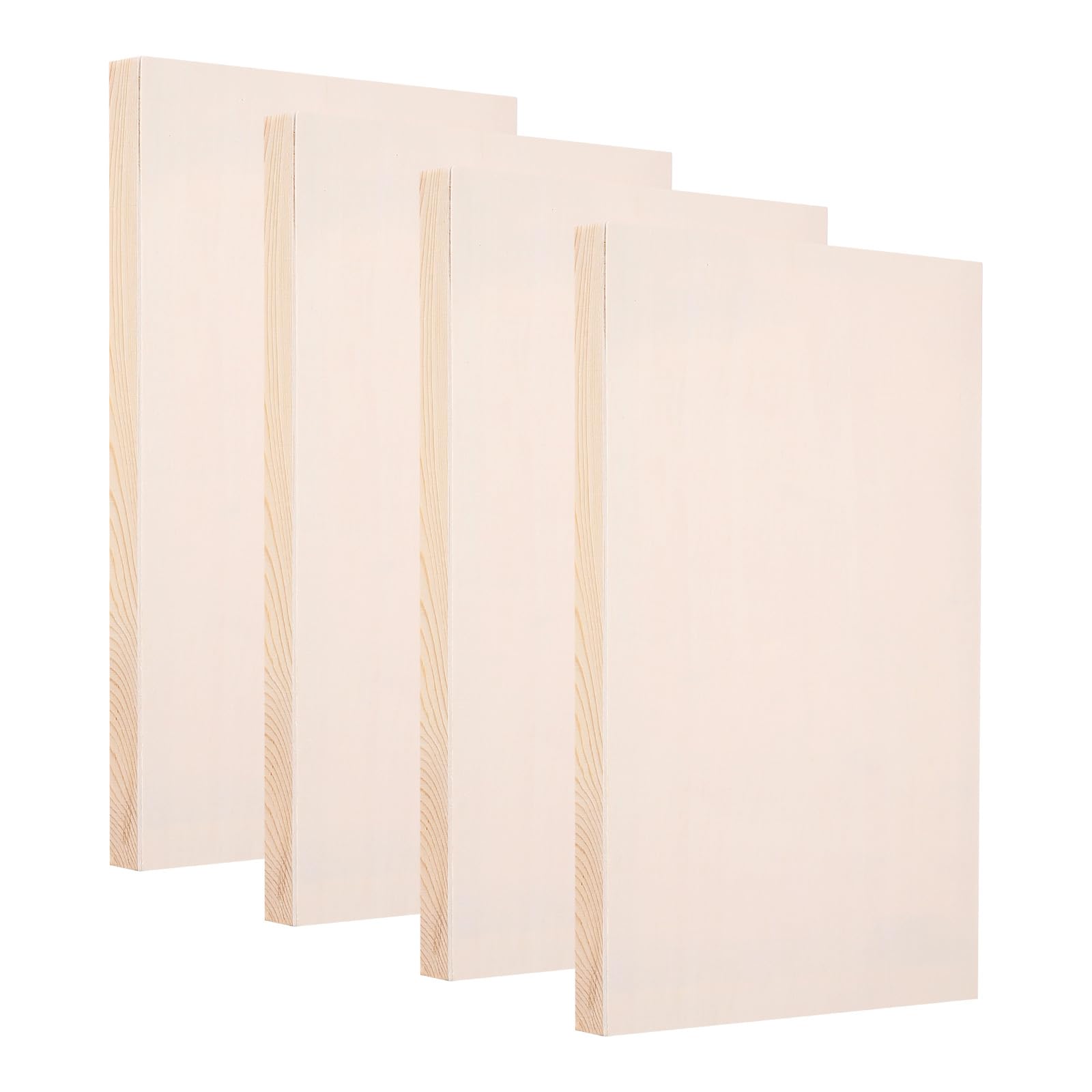 PATIKIL 12 x 8 Inch Wood Panel Board, 4 Pack Unfinished Wooden Canvas Boards Square Blank Deep Cradle Board for Painting Pouring DIY Art Use with Oils Acrylics
