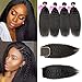 Brazilian Kinky Straight Bundles With Closure 100% Virgin Yaki Human Hair Bundles With Closure Free Part Yaki Straight Hair Bundles With Closure (10 10 10 10 with 8)