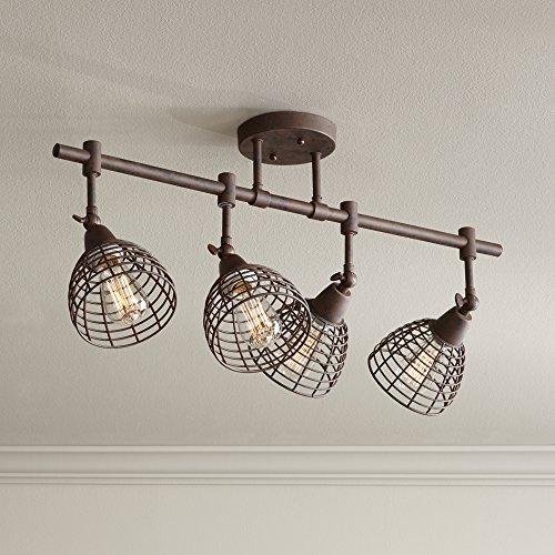 Pro Track 30"W Metal Grid Bronze 4-Light Track Fixture