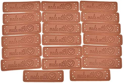 Towashine 20Pcs Made with Love Coronary heart PU Leather-based Tags Labels with Holes Stitching Crochet Knitting Hats Crafts Accent
