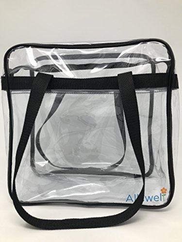 Allswell Clear Stadium Tote Bag 12"x12"x6"- Stadium Approved see through bag- Shoulder strap and front pouch- Professional Quality guaranteed by