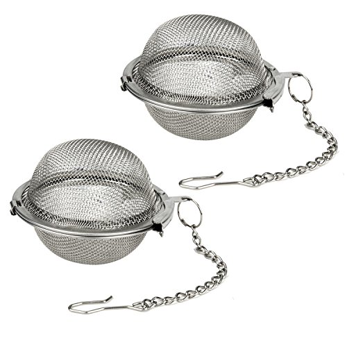 Siasky 2Pcs Stainless Steel Tea Ball, 2.1 Inch Mesh Tea Infuser Strainers, Premium Tea Filter Tea Interval Diffuser for Loose Leaf Tea and Seasoning Spices
