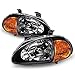 ACANII - For 2in1 Black 1993-1997 Honda Civic Del Sol Headlights w/ Corner Signal Lamps Driver & Passenger Side 94 95 96