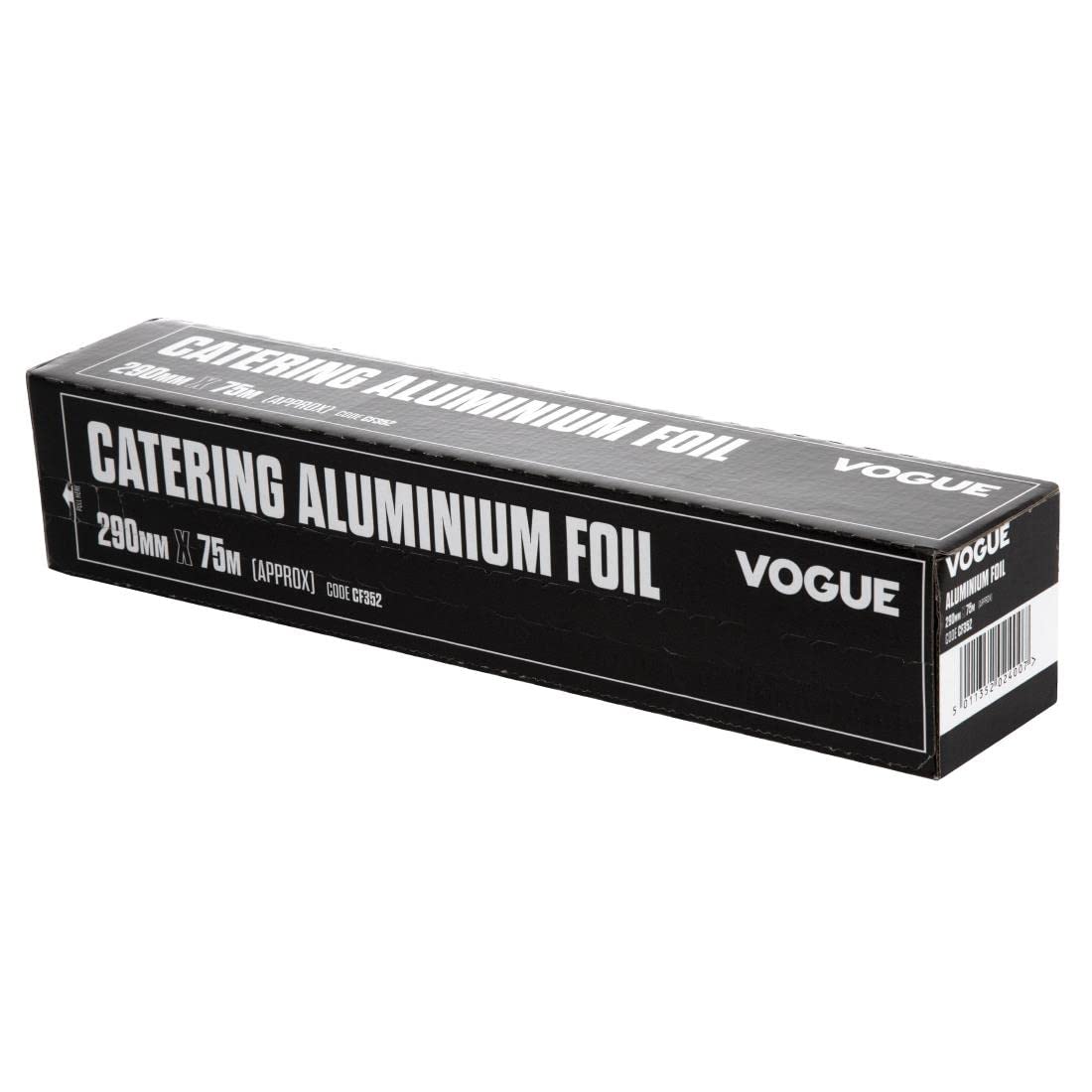 Vogue Aluminium Foil 290 mm x 75 m, Silver, Professional Grade Tin Foil, Box Features Serrated Cutting Blade, CF352