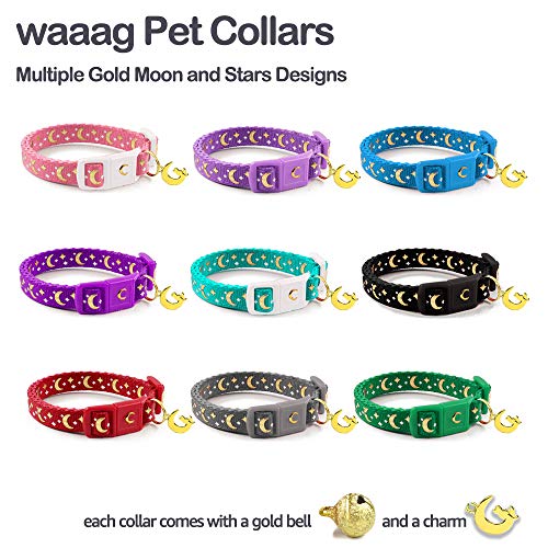 waaag Pet Collar Gold Moons and Stars Cat Collar, Safety Breakaway Cat