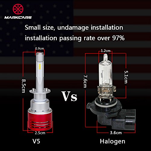 Markcars 8400LM Super Bright Cool White 6000K 60W H1 LED Car Headlight Bulbs All-in-One Conversion Kit Low Beam Head Light Bulbs Seoul Chips Car Driving Lamps Replacement 2 Year Warranty - Thumbnail 2