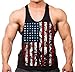 American Flag Workout Stringer Bodybuilding Tank Top Y Back Black