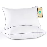 JOLLYVOGUE Firm Pillows Queen Size Set of 2, Supportive Bed Pillows with Oeko-Tex Certified Down Alternative Fill, Luxury Hotel Quality for Back, Stomach and Side Sleepers