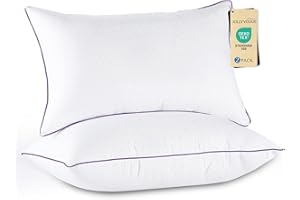 JOLLYVOGUE Pillows Queen Size Set of 2, Medium Supportive Bed Pillows with Super Soft Down Alternative Fill, Luxury Fluffy Hotel Quality for Side, Back, and Stomach Sleepers