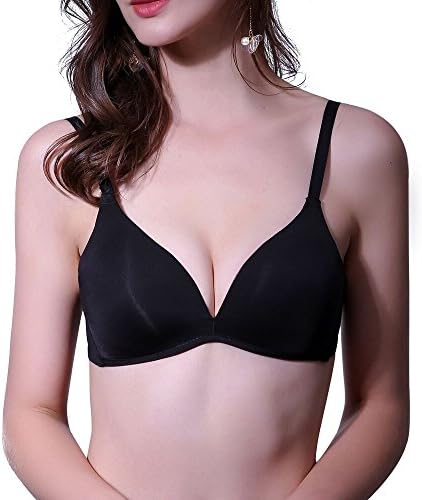 Micah Women's Wirefree Bra Comfy Support Lightly Lined Everyday T-Shirt Bra (36B, Black)