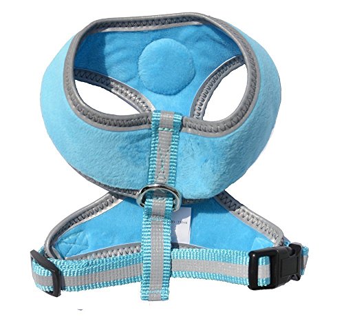 Lanyar Turquoise Reflective Padded Soft Dog Harness Safe Harness Winter Pet Harnesses for Small Dogs,Medium Size