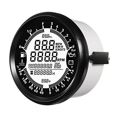 NeDonald 85m 7-in-1 Waterproof GPS Speedometer Tachometer Oil Pressure Water Temp Gauge