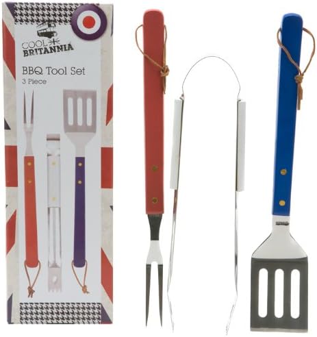 Cool Britannia 3-Piece BBQ Tool Set with Red/White/Blue Handles