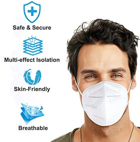 3 Pieces of n95 Mask With Adjustable Nose Clip for Perfect Tight Full Face Seal, 5 Layers of Protection Effective Against fine Airborne Particles, Dusts, Mists and Pollutants