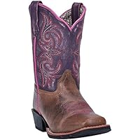 Dan Post Kids Girls Brown/Purple Cowboy Boots Leather Cowboy Boots 13 D