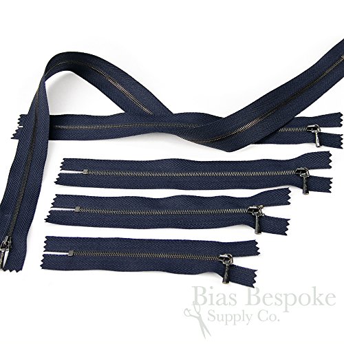 Tiny Teeth (#1) Gunmetal & Navy Blue Closed End Zipper, 6