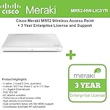 Cisco Meraki MR52 Dual-Band, 4x4:4, 802.11ac Wave 2 Indoor High Performance Wireless Access Point with 3 Years Enterprise Licens