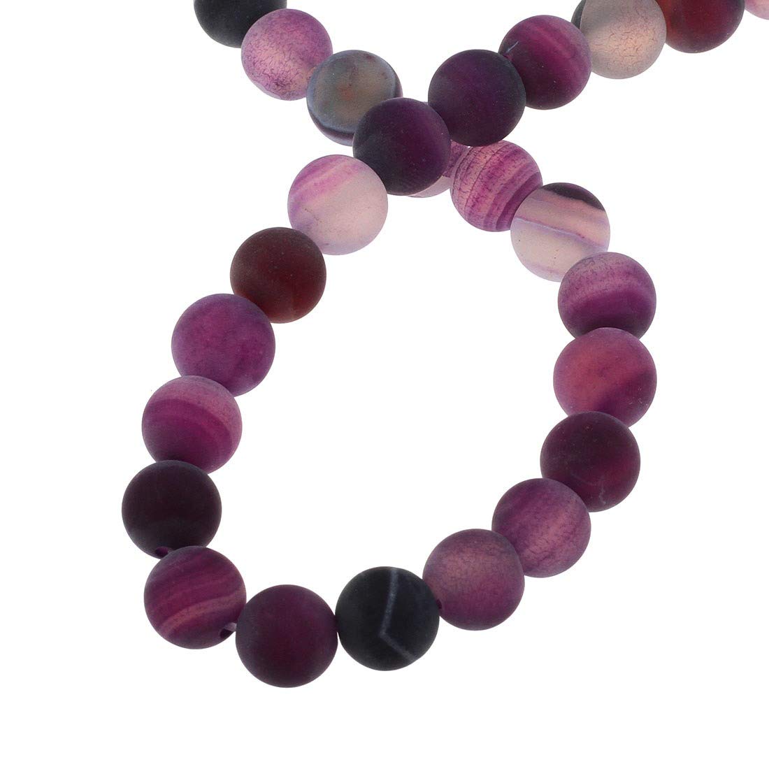 Natural Gemstone Stripes Lace Agate Beads, 8 mm 6 mm 4 mm, Polished and Matt, Ball Shape Jewellery Beads for Jewellery Bracelet Chain Jewellery Making, (4 mm, Pack of 25, Purple Matte Purple)