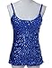 PrettyGuide Women Flashy Sequins All Over Front Spaghetti Strap Tank Top