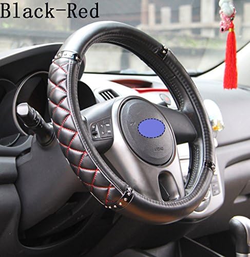 Car Interior Accessories Fashion Car Steering Wheel Cover Imitation Sheepskin Ms. Female Cute Handlebar Four Seasons General for All Car Steering Wheel the Outer Diameter Range 37-38cm (Red&amp;Black)