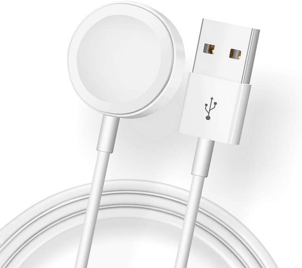 QINUKER Wireless Magnetic Qi Charger for Apple Watch, Fast Charging Portable Usb Cable Code Pad for iWatch Series 4/3/2/1 38mm 40mm 42mm 44mm 3.3Ft(White)