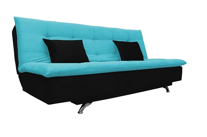 Adorn India Aspen Three Seater Sofa Cum Bed(Aqua Blue & Black)