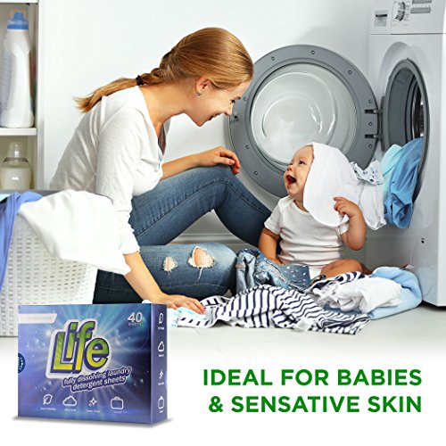 LIFE LDS40 Dissolving Laundry Detergent Sheets, 40 Count , White