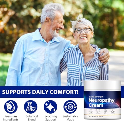Extra Strength Neuropathy Relief Cream with Plant-Based Essential Oils - Soothes Nerve Discomfort, Muscle & Joint Pain, Deeply Hydrating with Aloe & Shea Butter, Non-Greasy & Non-Irritating, 120g