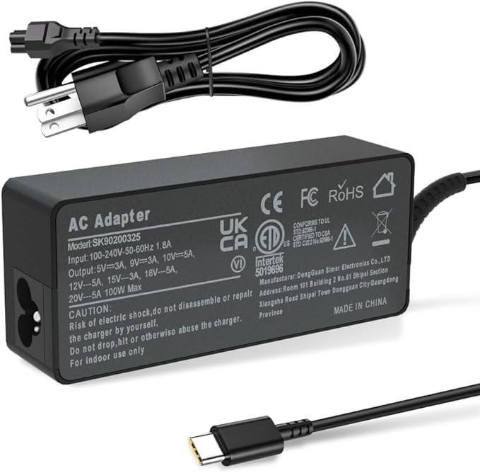 Photo 1 of Jeestam 100W USB-C Laptop Charger Compatible for Lenovo Yoga 7 Pro 9 9i Y910, Slim 6i 7i, IdeaPad 5 Pro Slim, ThinkBook Plus G3 13x 14G5 14G6 14s 14p 16G4 16p, ThinkPad Neo 14 P14s L15 T16 Adapter