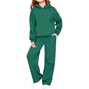 Girls 2 Piece Outfits Sweatsuit Kids Athletic Hooded Sweatshirt And Sweatpants Winter Casual Tracksuit Sets