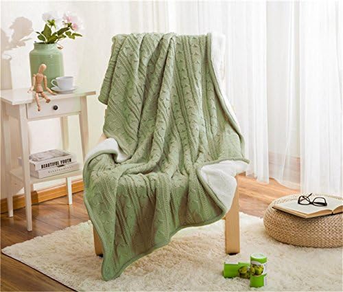 NOOS Warm in winter 100% Cotton Knit Blanket Faux Sheepskin Lined Cozy Cotton Blend Sweater Knitted Multicolor