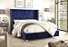 Meridian Furniture Aiden Collection Modern | Contemporary Velvet Upholstered Bed with Deep Button Tufting, Solid Wood Frame, and Custom Chrome Legs, Queen, Navy