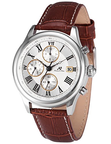 Ks Imperial Men's Luxury 6 Hands Date Day Month Display Automatic Mechanical Leather Watch KS144