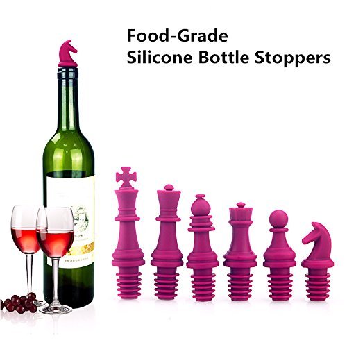 Click Here to See More Images Wine Preserve Stopper Wine Saver Pump Silicone Bottle Stopper Bottle Caps Wine Cork Bottle Sealer for Wine Beverage Beer Cooking Oil Venegar Flavor Juice Fine Furniture in The Kitchen 6-Set of Chess