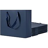 Dasofine Navy Blue Gift Bags, 25 PCS 10.6" × 3.1" × 8.7" Navy Gift Bags with Handle Medium Size Sturdy Kraft Paper Favor Bags, Paper Bag for Party, Wedding, Baby Shower