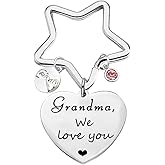 Tecreo Grandma Gifts Keychain Gift, Grandma We love you Keychain Birthday Gifts, Mother's Day Gifts for Grandma from Grandchildren Grandkids Granddaughter Grandson, Heart Pendant, Medium, Silver