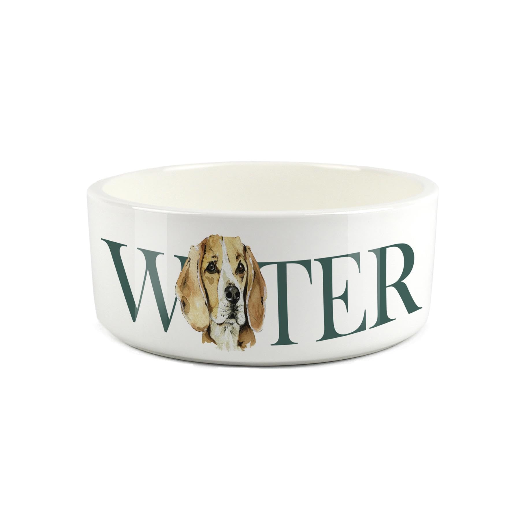 Beagle Pet Bowl - Painted Dog Portrait by Rhianon Chauncey - Large Ceramic Dog Water Bowl/Dish Gift for Dogs