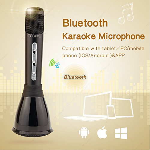 TOSING K068 Wireless Karaoke Microphones Bluetooth Speaker Portable KTV Player Mini Home KTV Music Playing and Singing Machine System for iPhone/Android Smartphone/Tablet Christmas Gift (black)