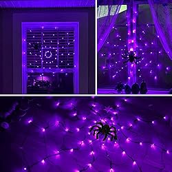 Kemooie Halloween 3.25ft Spider Web with 80 LED and