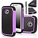 Moto E Case, Motorola E Case - E LV Motorola Moto E Case Cover Shock-Absorption / High Impact Resistant Hybrid Dual Layer Armor Defender Full Body Protective Case Cover for Motorola Moto E XT1021 / XT1022 / XT1025 with 1 Stylus and 1 E LV Microfiber Digital Cleaner (Purple)