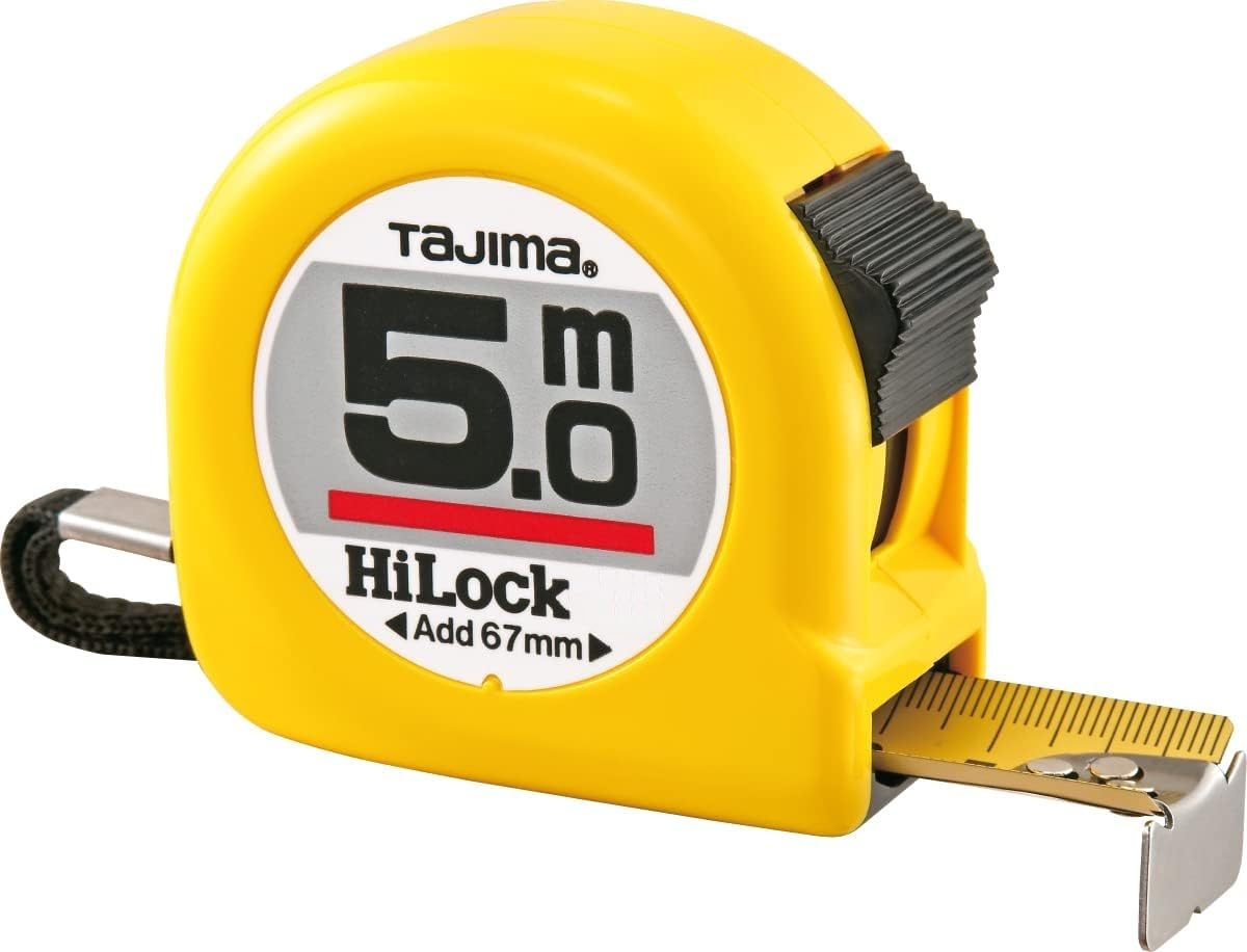Tajima H6P50MY "Hi Lock" Measuring Tape, Yellow, 5 m x 16 mm