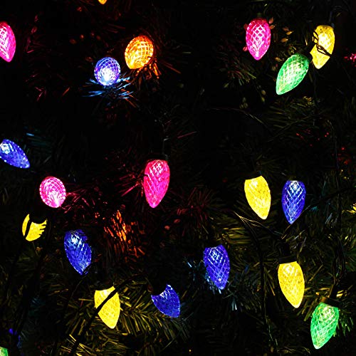 C9 Christmas Lights Outdoor/Indoor, Extendable 50 LED 49ft Green Wire