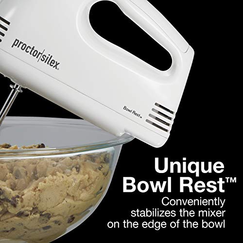 Proctor Silex 62509PS 5Speed Hand Mixer, White The Home Kitchen Store