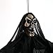 Halloween Decorations Scary Animated Hanging Ghost Props Life Size with Sound and Glowing Red Eyes for Halloween Décor Indoor Outdoor Party Favors (Black)